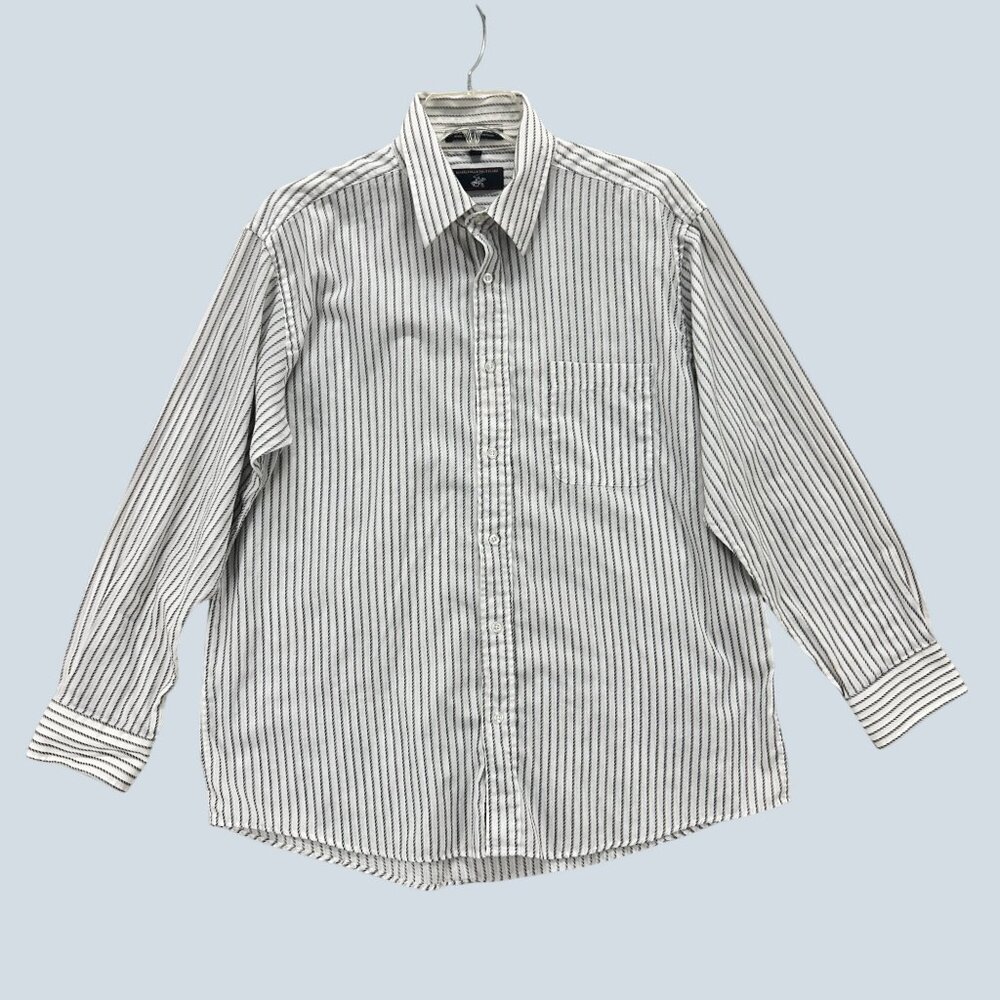 Beverly Hills Polo Club Stripped Button Down Casual Dress Shirt  Men's XL